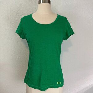 Under Armour Heat Gear S Workout Shirt Breathable 100% Cotton Kelly Green